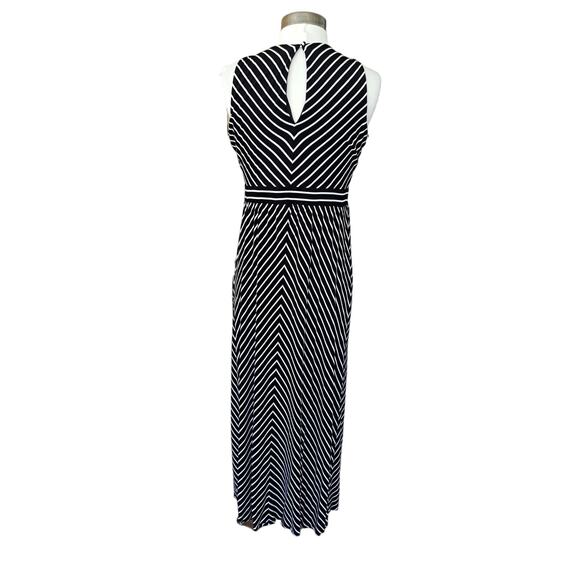 LOFT Black & White Chevron Stripe Maxi Dress Medium Maternity Sleeveless Jersey - Picture 4 of 8